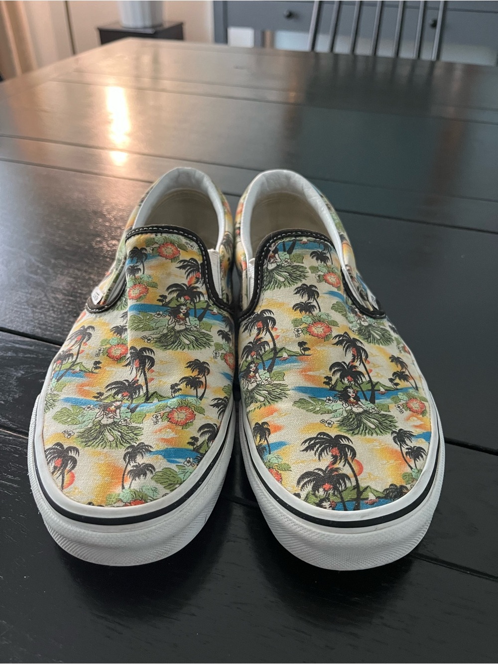 Vans Slip-On Sneakers with Tropical Print in Yellow, Green, Blue